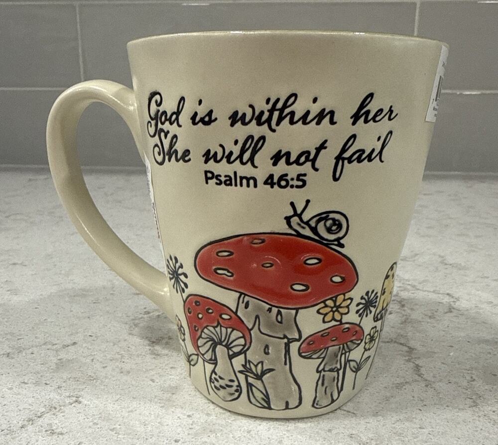 PSALM 46:5 MUSHROOM Spectrum Designz 17oz Latte Scripture God Is Within Her NEW